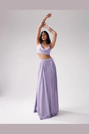 Kanya London Bridesmaid Lehenga chiffon full flare skirt co-ord in lilac grey
