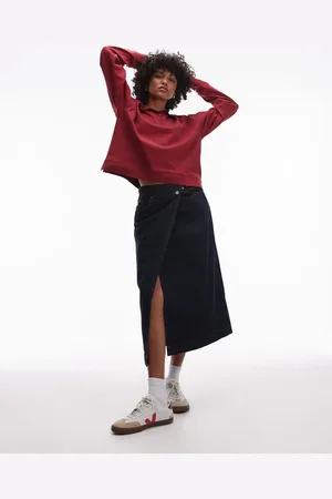 ARKET Denim midi wrap skirt in clean indigo wash
