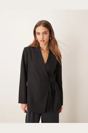 VILA Oversized tie detail blazer in