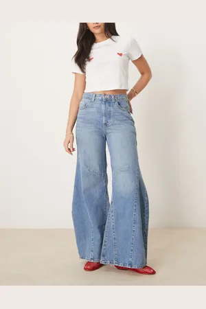 Free People Eden baggy wide leg jeans in mid-wash