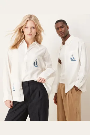 Sister Jane Unisex sailboat embroidered shirt in ivory