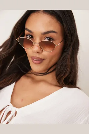 Jeepers Peepers Metal cateye sunglass in with pink lens