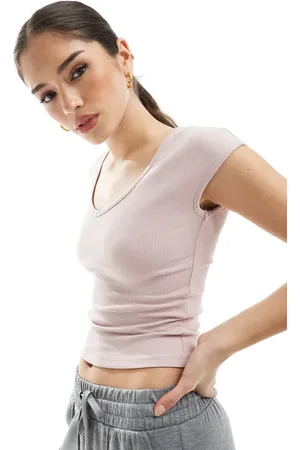 Bershka V-neck baby tee in