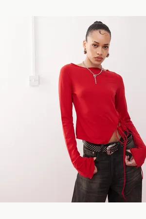 Weekday Long sleeve top with side tie detail in