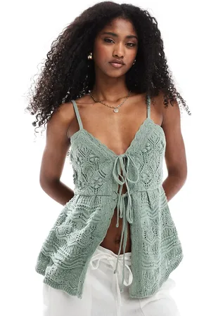 Hollister Tie front crochet top in