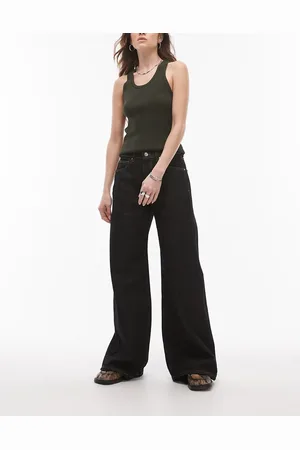Topshop Horizon mid rise wide leg jean in ecru