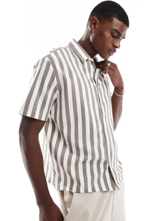 Bershka Bold stripe shirt in light brown