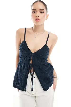 Hollister Tie front crochet top in