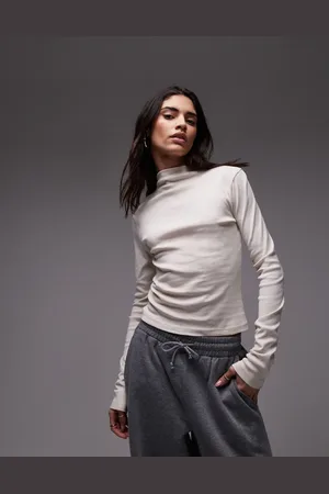 Topshop Longer everyday long sleeve top in off