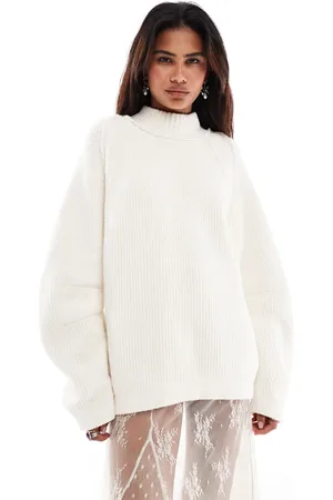 Free People High neck oversized soft jumper in coconut milk