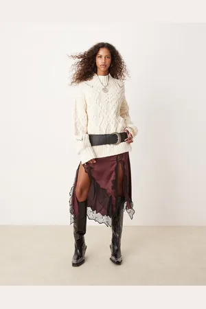 Free People Heart cable knit oversized jumper in ivory