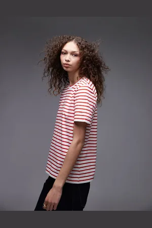 ARKET Short sleeve t-shirt in pink and red stripes