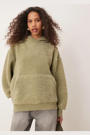 ASOS Oversized borg hoodie in sage
