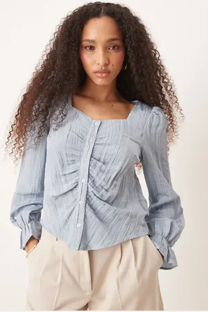 AWARE Blouson sleeve crinkle blouse in
