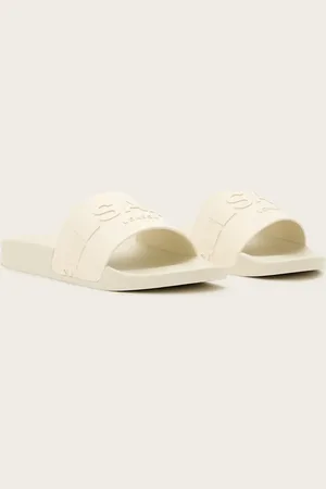 AllSaints Biggy tonal logo rubber sliders in off