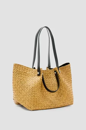 AllSaints Allington straw shoulder bag in natural