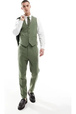 ASOS Tapered suit trousers with wool in herringbone