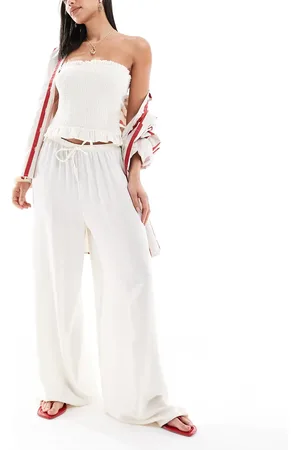 ASOS Linen blend pocket detail pull on trouser in ecru