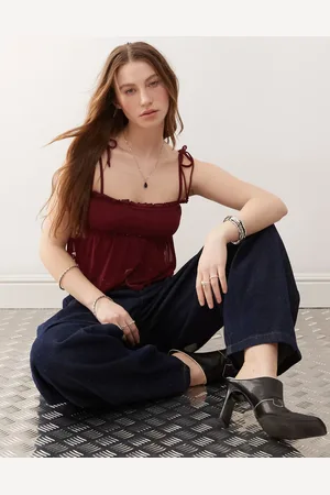 Motel Damaris studded cami top in burgundy