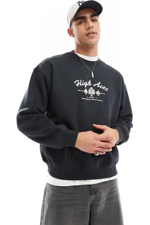 Cotton On Cotton On box fit crew neck sweater with High Aces graphic in