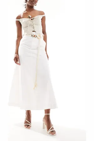 Urban Revivo A-line linen midaxi skirt with rope belt detail in