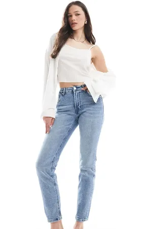 Stradivarius Tall D10 mom slim jean in medium wash