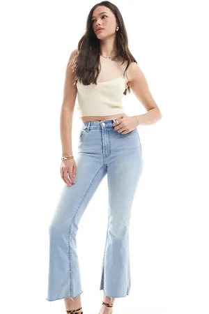Stradivarius Tall D78 cropped flare jean in light wash