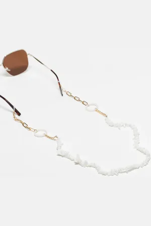 Jeepers Peepers Beaded sunglasses chain in white