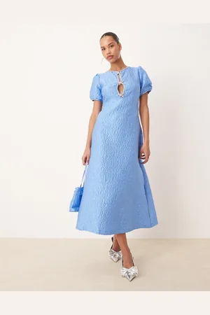 Sister Jane Dream seashell embellished jacquard midi dress co-ord in cornflower