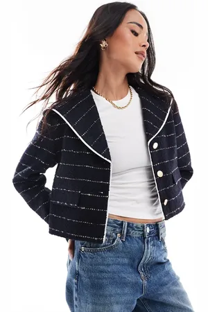 ASOS Formal boucle jacket with contrast detail in stripe
