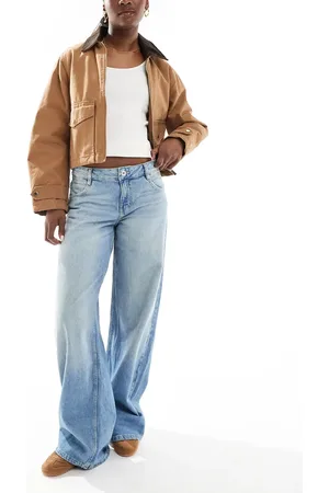 Bershka Baggy wide leg jeans in light