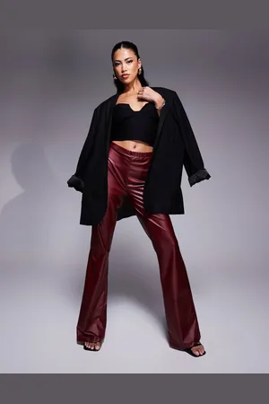 ASOS Wetlook flare legging co ord in burgundy