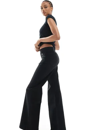 Stradivarius Tall D77 straight leg jean with button detail in