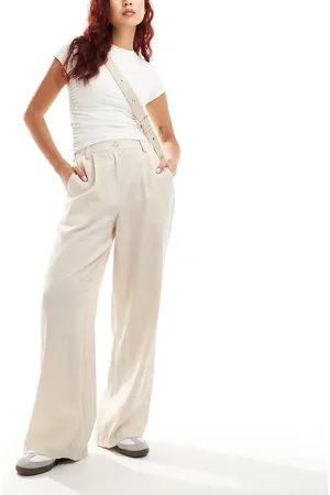 ASOS Relaxed straight leg trousers in washed ecru