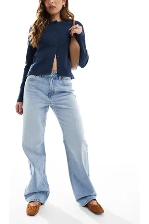 Bershka Straight wide leg jeans in light wash