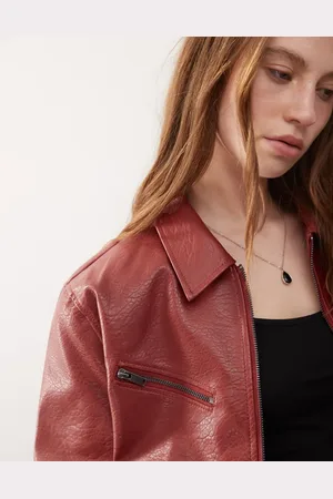 Noisy May Oversized faux leather racer jacket in