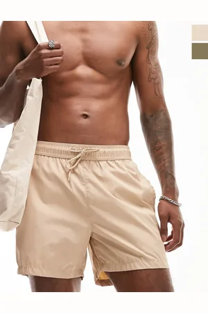 Topman 2 pack swim shorts in stone and khaki
