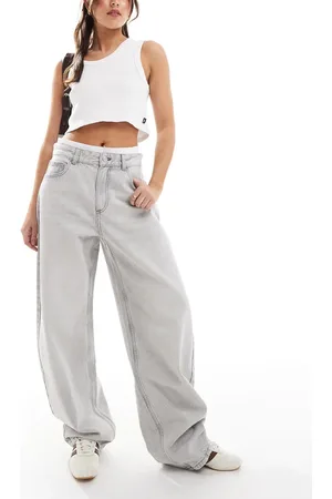 Bershka Wide balloon leg jeans in light