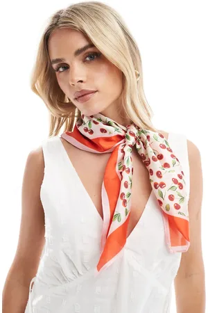 Accessorize Cassie cherry satin square scarf in red