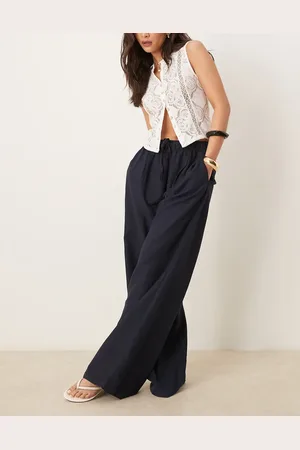 Stradivarius STR linen look trouser with drawstring in