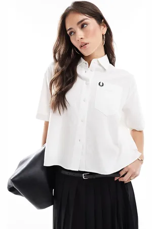 Fred Perry Cropped short sleeve seersucker shirt in