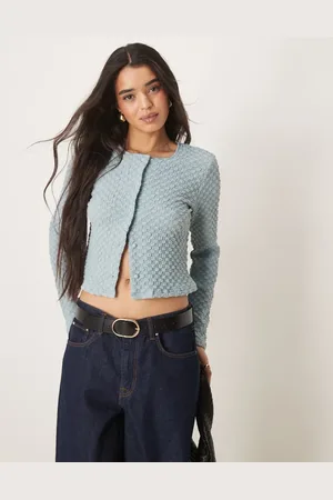 VILA Bubble textured cropped cardigan in kentucky