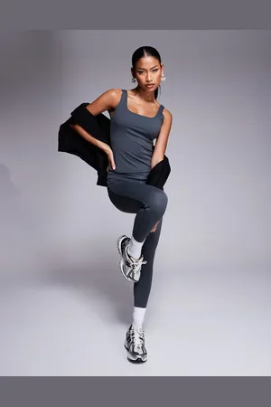 The Couture Club Co-ord sculpting stretch crossover waistband leggings in charcoal