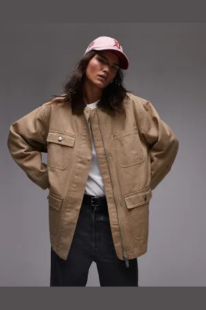 ARKET Oversized padded workwear barn jacket with flap pockets and contrast collar