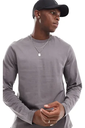 ASOS Essential long sleeve crew neck t-shirt in charcoal