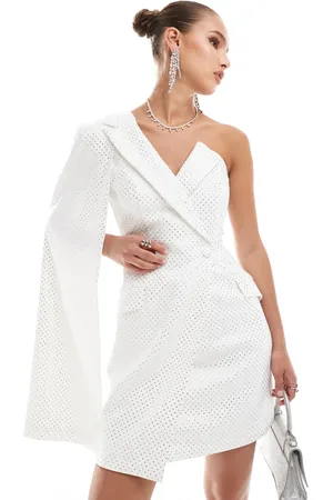 Lavish Alice Crystal embellished cape blazer dress in