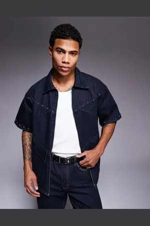 Liquor N Poker Co-ord stud denim shirt in indigo