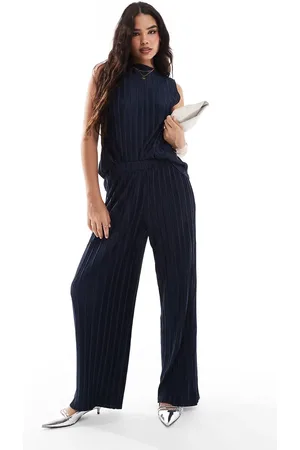 VILA Plisse wide leg trouser co-ord in