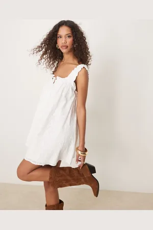 Kiss The Sky Broderie babydoll dress with frilly straps in