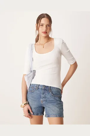 AWARE Ribbed scoop neck top in